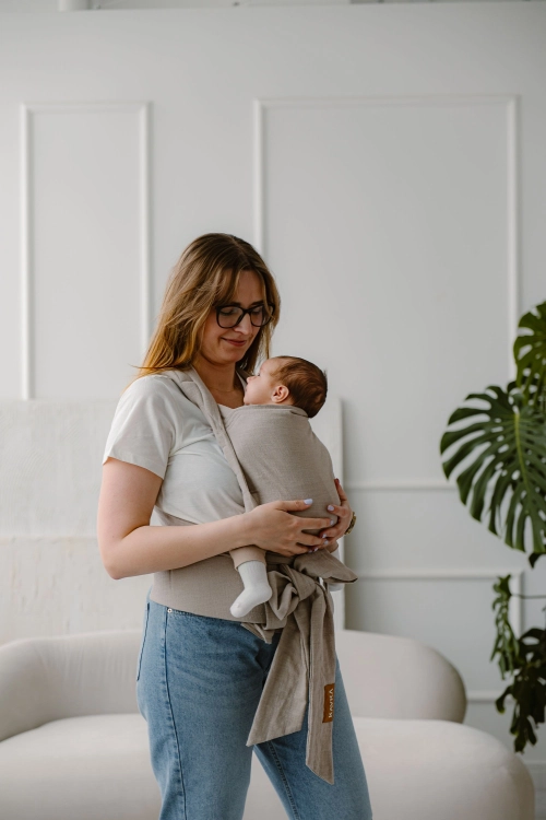 Kavka handy PRO beige linen - nosidło hybrydowe regulowane