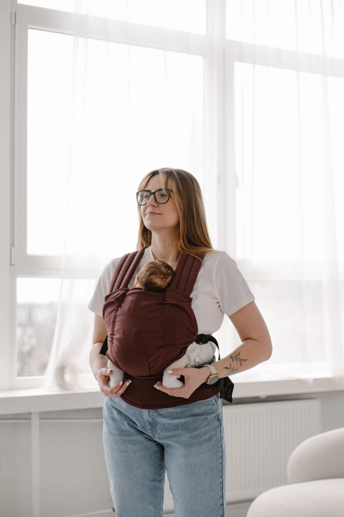 Kavka nest brown cotton - nosidło klamrowe regulowane