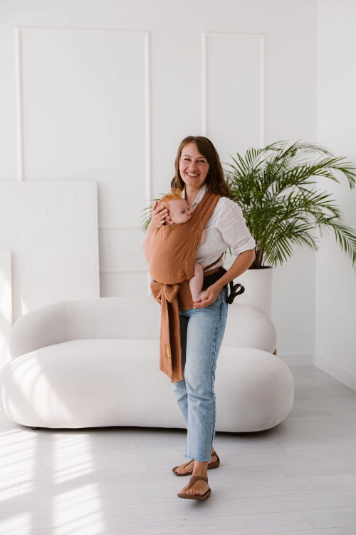 Kavka handy PRO caramel linen - nosidło hybrydowe regulowane