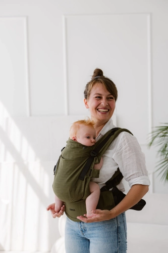 Kavka multi-age PRO wild green linen - nosidło kalmrowe regulowane
