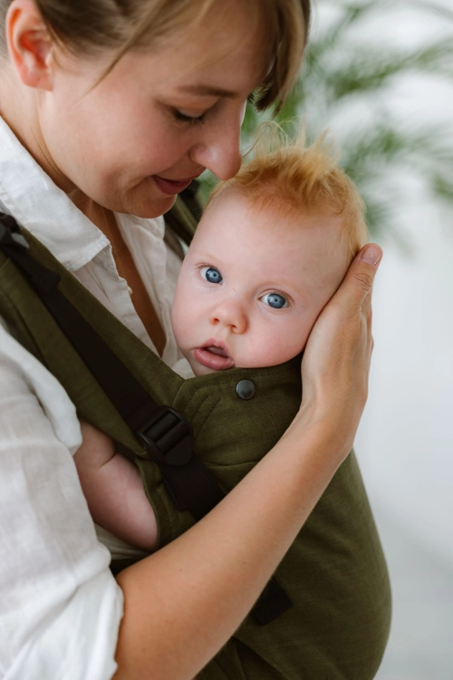 Kavka multi-age PRO wild green linen - nosidło kalmrowe regulowane