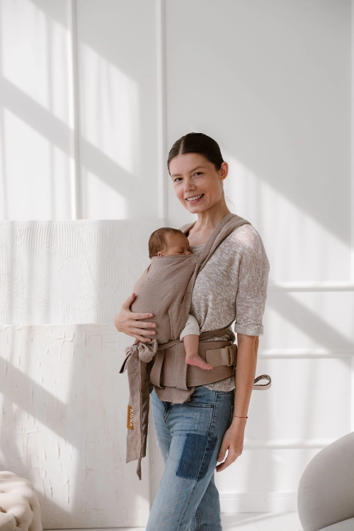 Kavka handy PRO walnut twill bamboo GOLD - nosidło hybrydowe regulowane