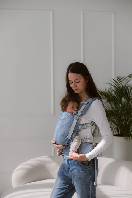 Kavka multi-age PRO marina twill bamboo SILVER - nosidło klamrowe regulowane