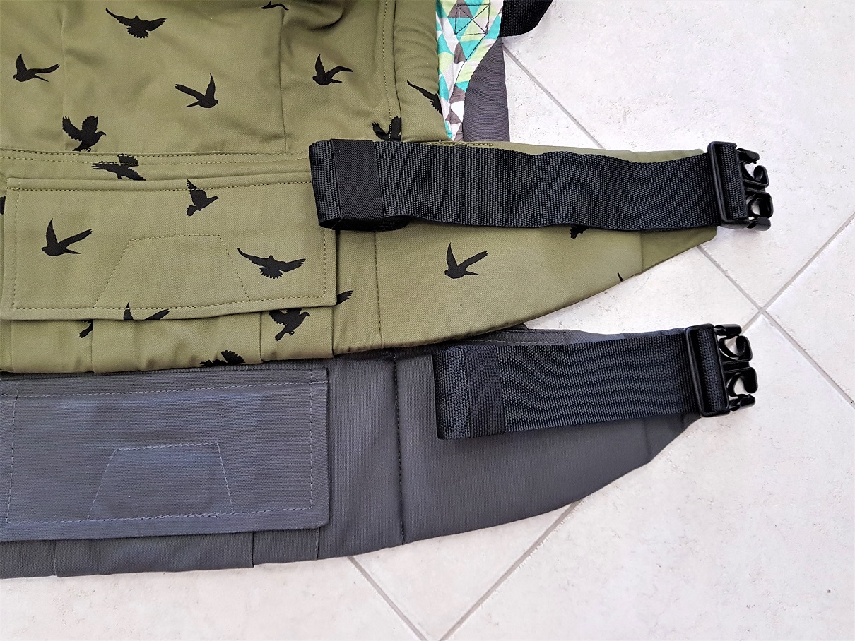 Porównanie zapięć pasa biodrowego w nosidłach Tula Standard/Original i Tula Toddler/Kid